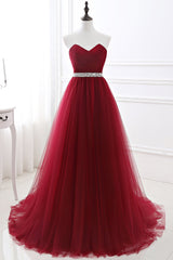 Burgundy Sweetheart Long Evening Dress