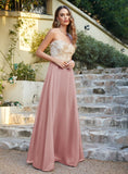 A-line Scoop Chiffon Appliques Floor-Length Dresses 27Dress