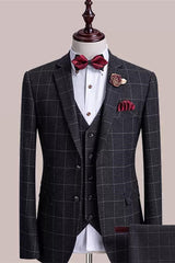 men-suits-fancy-black-plaid-three-pieces-notched-lapel-business-suits