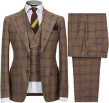 men-formal-khaki-peaked-lapel-three-pieces-plaid-men-suits-for-business