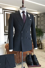 formal-suit-for-men-navy-blue-peaked-lapel-double-breasted-striped-suits