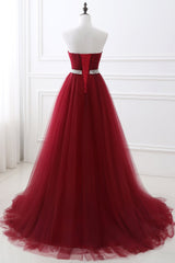 Burgundy Sweetheart Long Evening Dress