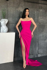 Strapless Mermaid Long Evening Dress with Split