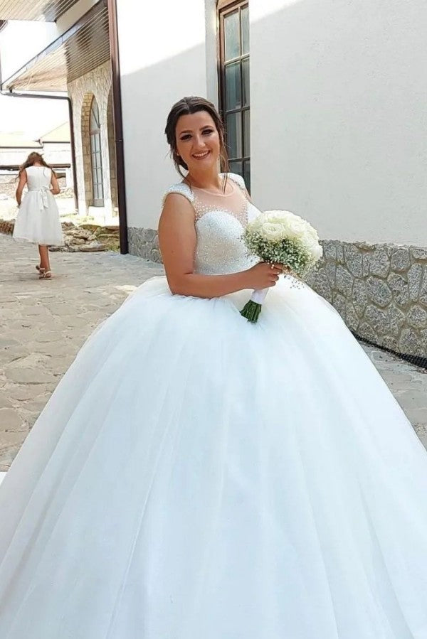 Beautiful Ball Gown Sweetheart Sleeveless Tulle Lace up Wedding Dresses