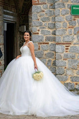 Beautiful Ball Gown Sweetheart Sleeveless Tulle Lace up Wedding Dresses