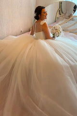 Beautiful Ball Gown Sweetheart Sleeveless Tulle Lace up Wedding Dresses