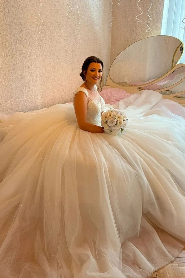 Beautiful Ball Gown Sweetheart Sleeveless Tulle Lace up Wedding Dresses