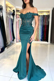 Mermaid Tulle Sleeveless Strapless Floor Length Side Split Prom Dresses