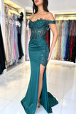 Mermaid Tulle Sleeveless Strapless Floor Length Side Split Prom Dresses