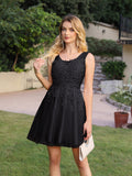 Short A-line Mini Tulle Formal Dress with Lace Appliques