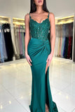 Mermaid Spaghetti Tulle Prom Dresses with Paillette Sweep Train