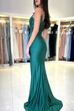 Mermaid Spaghetti Tulle Prom Dresses with Paillette Sweep Train