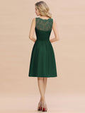 Simple Short A Line V-neck Chiffon Knee Length Bridesmaid Dress