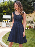 Short Tulle A line Sleeveless Knee Length Homecoming Dress