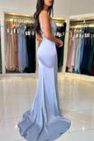 Mermaid V-Neck Sleeveless Spaghetti Court Train Side Split Applique Prom Dresses