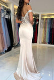 Sheath Sleeveless Strapless Open Back Split Prom Dresses with Lace Applique