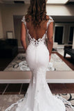 Mermaid Off-the-Shoulder Satin Lace Backless Long Wedding Dresses