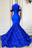 Mermaid Off-the-shoulder Satin Long Beading Prom Dresses with Appliques