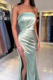 Sheath Sleeveless Strapless Open Back Prom Dresses with Floor-Length