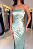 Sheath Sleeveless Strapless Open Back Prom Dresses with Floor-Length