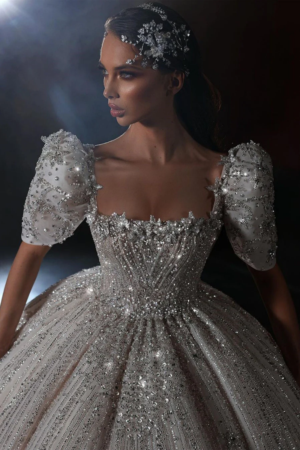 Luxury Long A-Line Bateau Tulle Half Sleeves Monarch Train Wedding Dresses