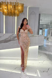 Long Mermaid Sweetheart Tulle Long Sleeves Split Front Prom Dresses With Detachable Train - 27Dress