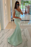 Beautiful Long Mermaid Sweetheart Satin Sequins Buttons Prom Dress with Slit