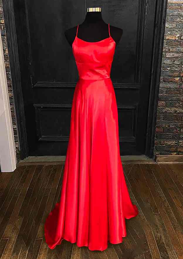 A-Line Charmeuse Prom Dress with Square Neckline and Spaghetti Straps-27dress