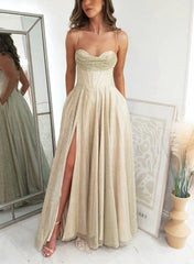 A-Line Cowl Neck Tulle Prom Dresses With Split Front/Pockets-27dress