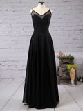 A-line Floor-length Chiffon Prom Dress with Scoop Neck and Split Front