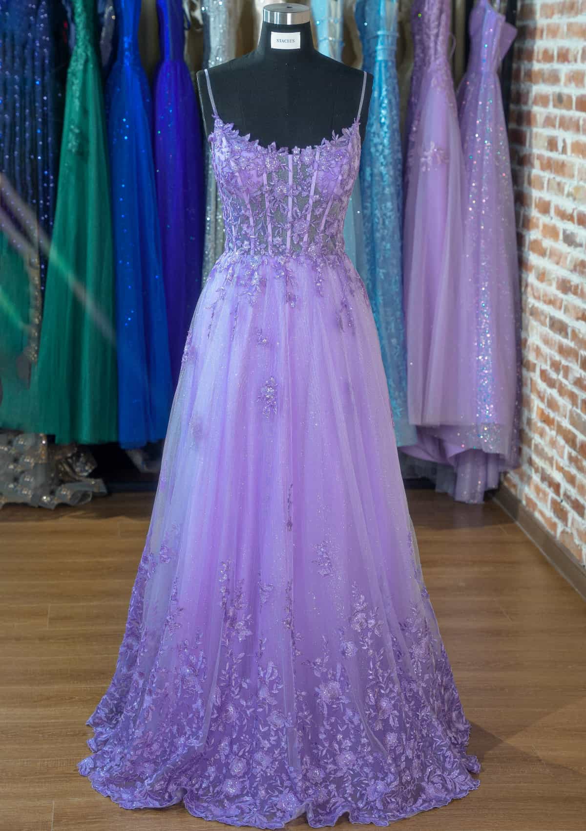 A-line Glitter Beaded Tulle Prom Dress with Square Long/Floor-Length Silhouette-27dress