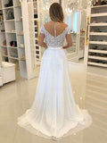 A-line Illusion Chiffon Wedding Dress with Pearl Detailing