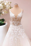 A-Line Lace Appliques Wedding Dress Tulle Bridal Gown-27dress