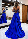 A Line Lace Prom Dress with Appliques and Split Front-27dress