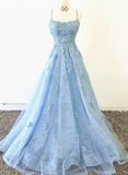 A-Line Lace Prom Dress with Square Neckline and Sweep Train-27dress