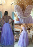 A-Line Long Chiffon Prom Dress With Beaded Lace Bowknot-27dress