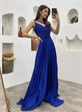 A-Line Long Sleeveless Prom Dress with Pleating-27dress