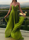 A-Line Off-the-Shoulder Chiffon Prom Dress With Split Front-27dress