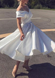 A-line Off-the-Shoulder Homecoming Dress with Satin Pleated Ruffles - 27Dress