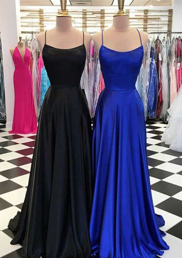 A-Line Princess Prom Dress with Split and Square Neckline in Charmeuse-27dress