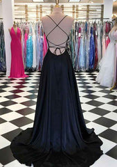 A-Line Princess Prom Dress with Split and Square Neckline in Charmeuse-27dress