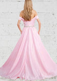 A-Line Satin Prom Dress with Beading & Off-The-Shoulder Strapless Design-27dress