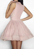 A-Line Scalloped Neck Sleeveless Short/Mini Chiffon Homecoming Dress with Appliqued Detail-27dress