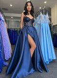 A Line Sequin Prom Dress With Split Front-27dress