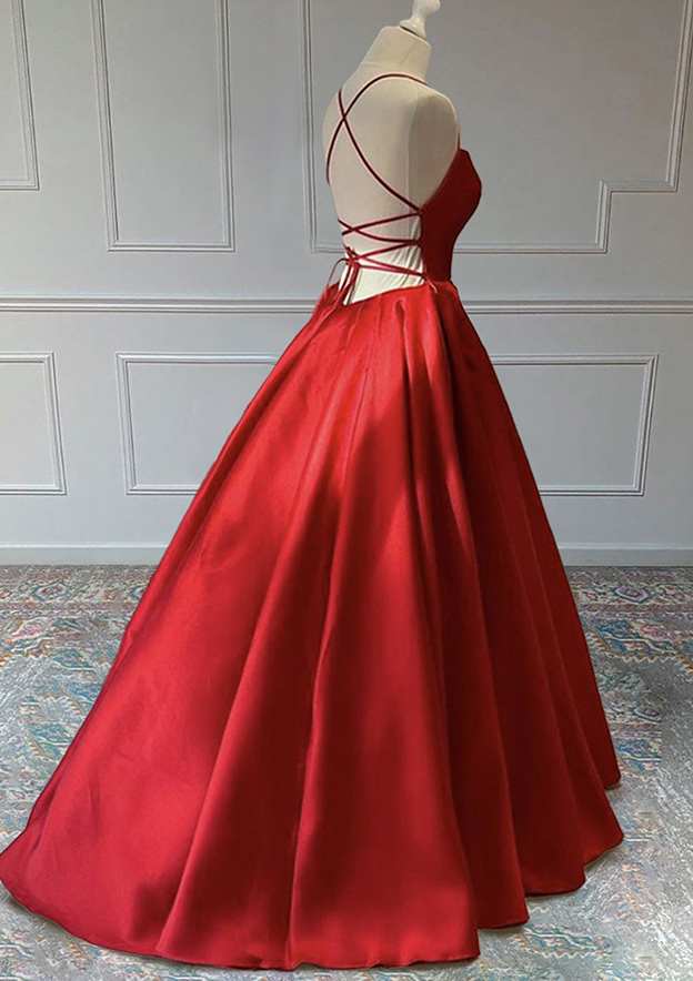 A-Line Sleeveless Square Neckline Satin Prom Dress-27dress