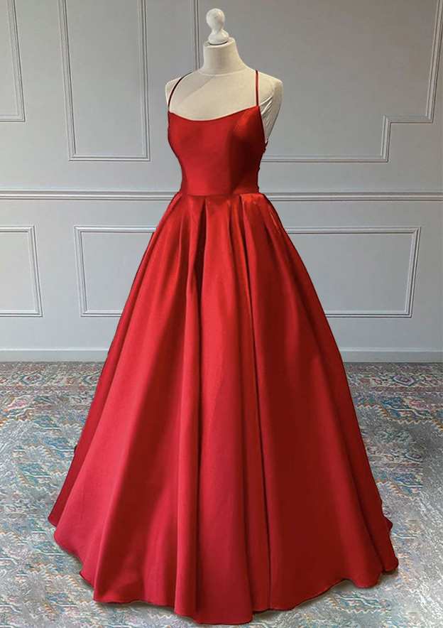 A-Line Sleeveless Square Neckline Satin Prom Dress-27dress