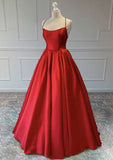 A-Line Sleeveless Square Neckline Satin Prom Dress-27dress