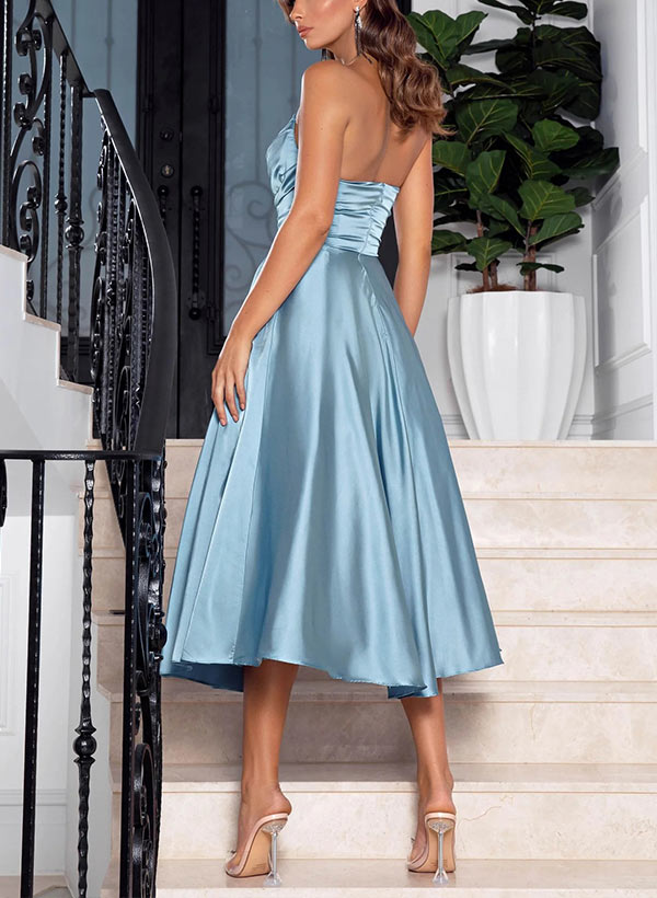 A-Line Strapless Satin Prom Dress for Special Occasion-27dress