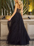 A-Line Sweetheart Floor-Length Tulle Prom Dress with Appliques Lace-27dress