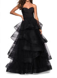 A-Line Sweetheart Floor-Length Tulle Prom Dress With Cascading Ruffles-27dress